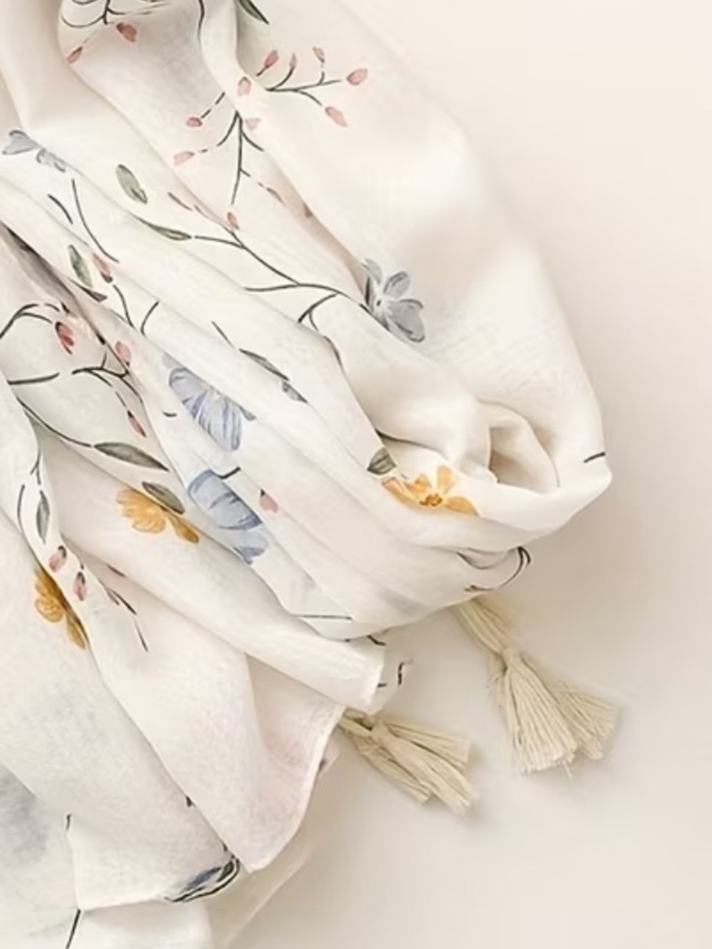 Floral Watercolor Lightweight Scarf over White New in Packaging - Picture 3 of 6